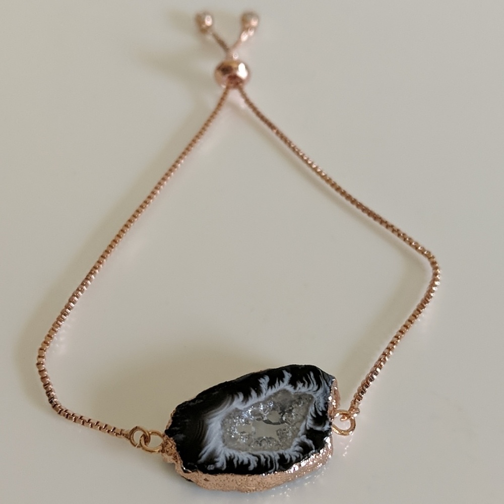 Rose Gold Druzy Stone slide bracelet